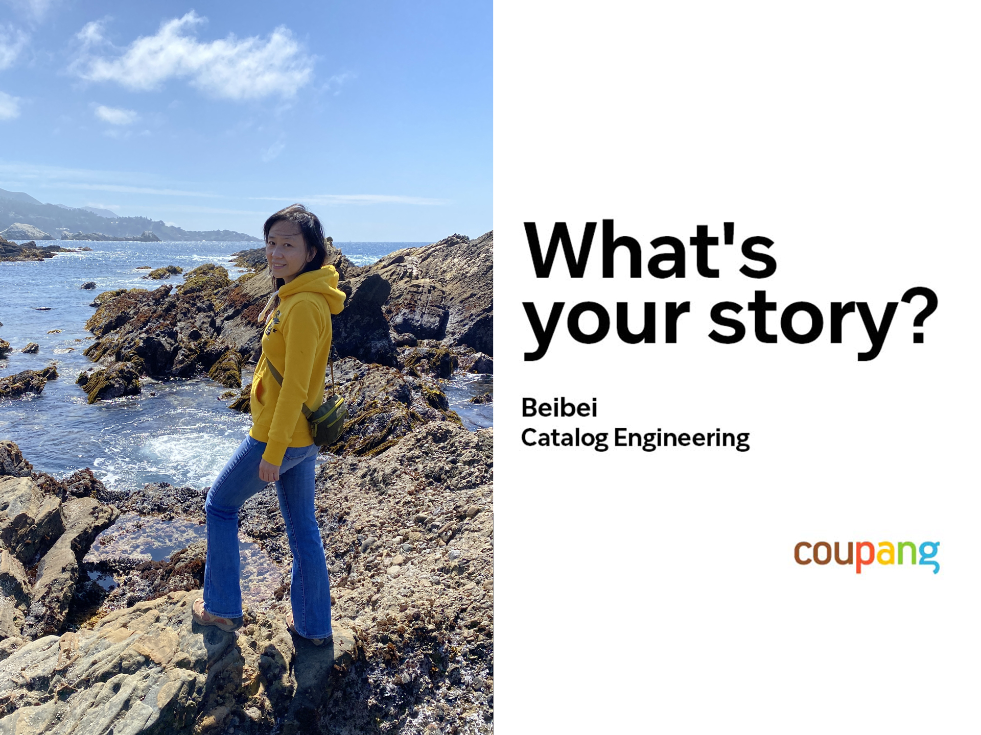 a person standing on rocks near water