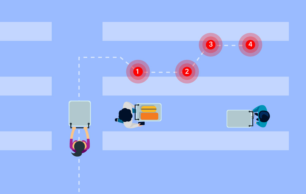 짐을 밀고 있는 사람들의 만화
