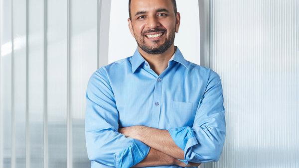 a person in a blue shirt