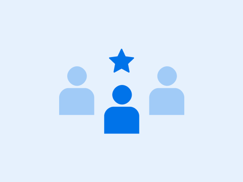 a blue icon with a star above it