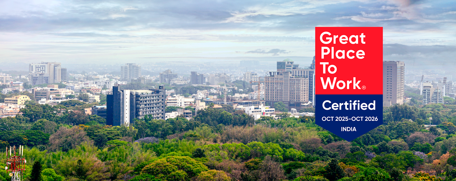 a city with trees and buildings