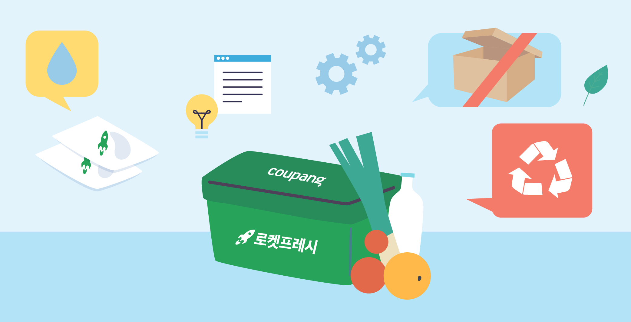 a green container with vegetables and fruits