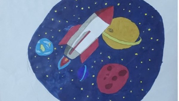 太空中火箭的图画