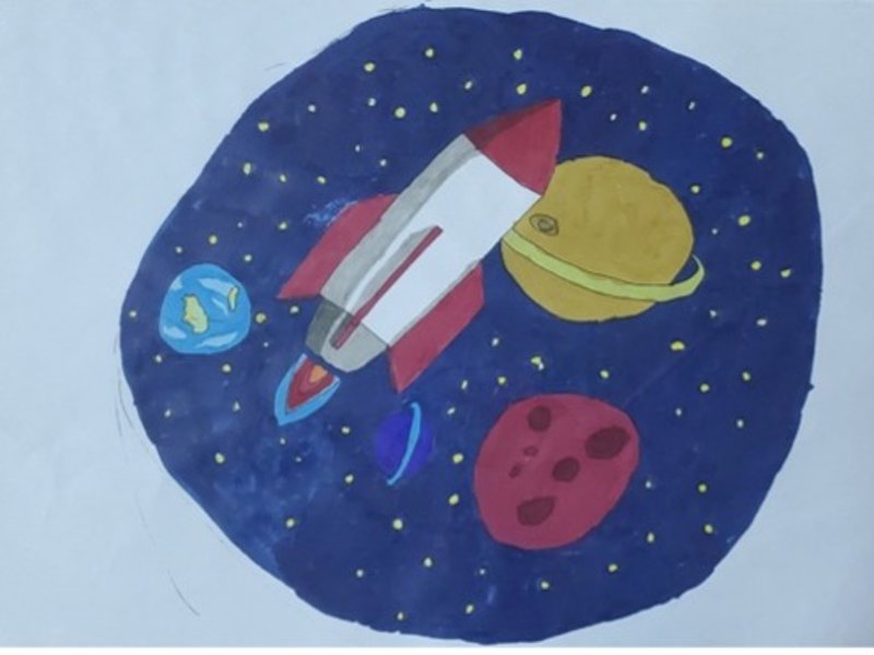 太空中火箭的图画