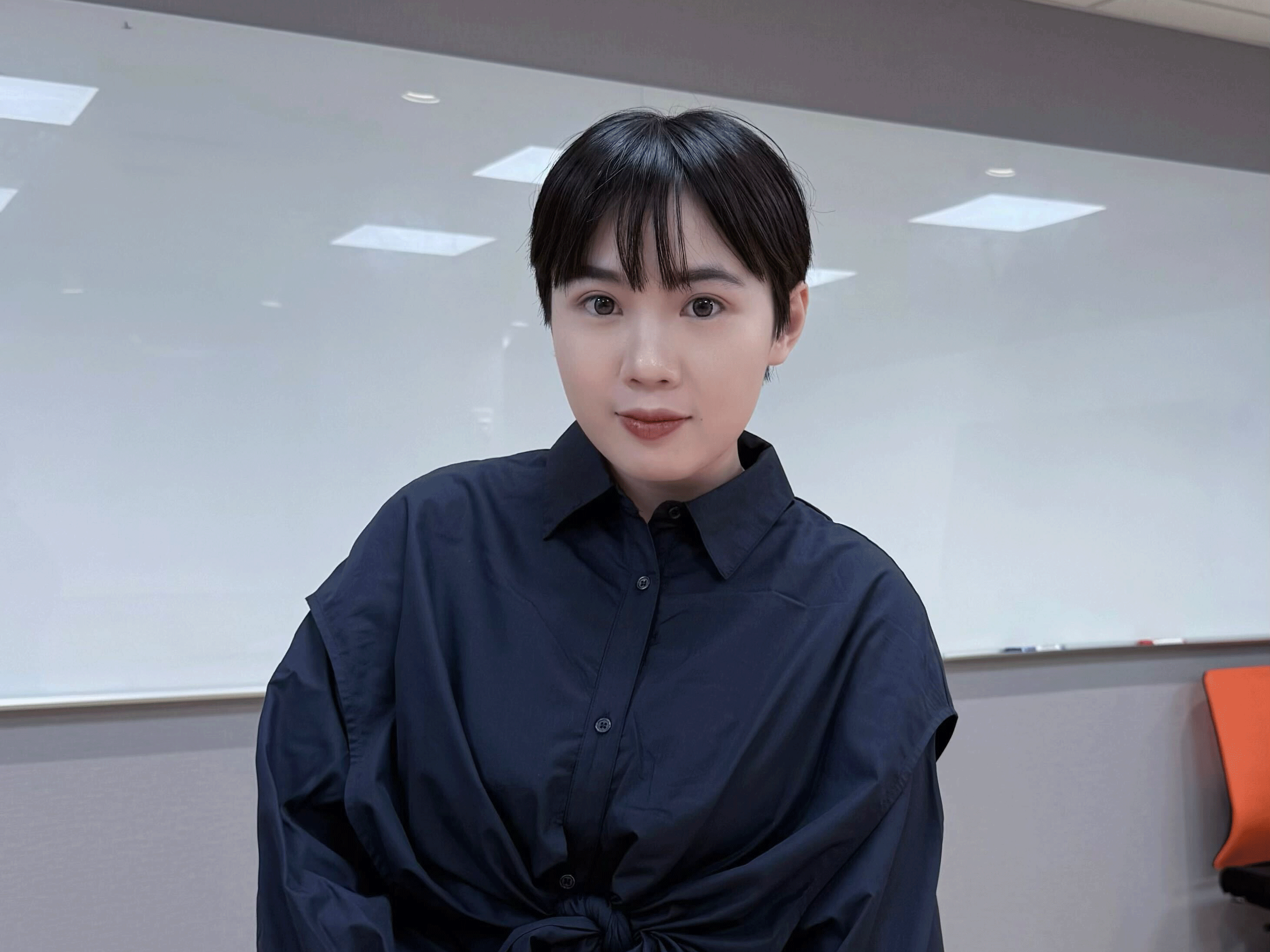 a person in a blue shirt